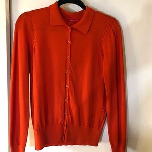 Vintage Anne Klein - Knit Collar Button Down Sweater Cardigan - Orange (M)
